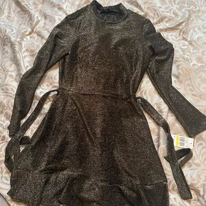 Brand new with tags! Metallic ruffled a-line dress  juniors size m